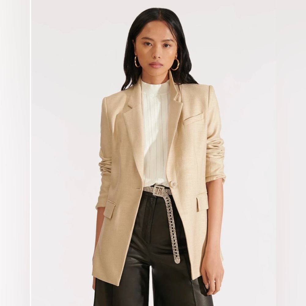 NWT $695 Veronica Beard Long and Lean Dickey Jacket Beige Size 0